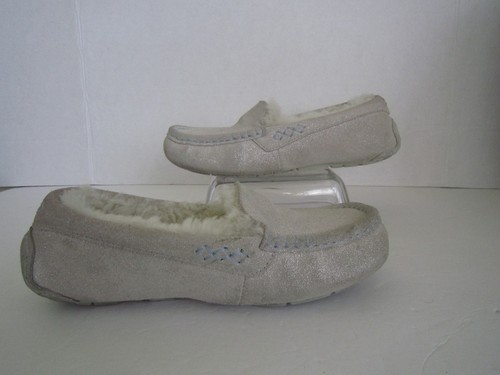 UGG mocassini pantofole donna glitter bianco brillante Ansley I Do scamosciato TG 5 $174