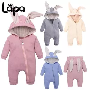 Toddler Baby Boy Girl Rabbit Ear Hooded Jumpsuit Romper Playsuit Clothes Outfits - Picture 1 of 20