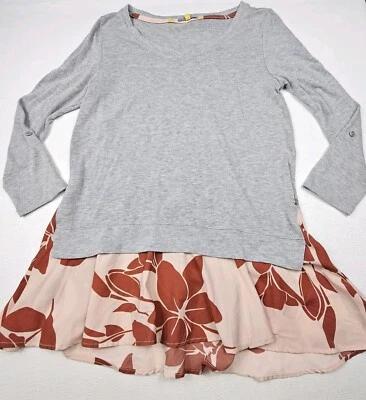 Sudadera Anthropologie Pequeña Botón Amarillo Gris Floral Top Mujer Pequeña  Foto 1 de 4