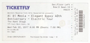 Al DiMeola 22.02.17 Kent OH The Kent Stage Rare Ticket! - Bild 1 von 1