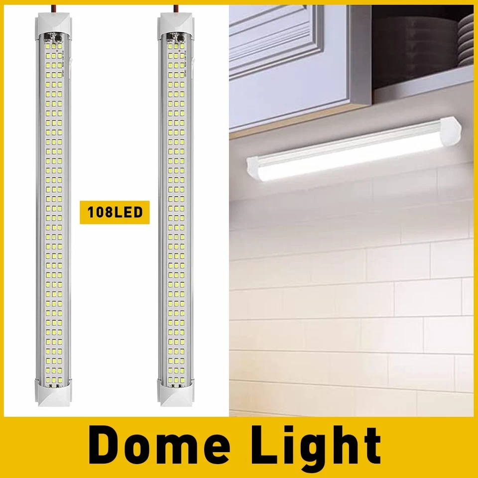 Par de luces domo de techo 24V 12V 108LED RV iluminación interior remolque apto para coche furgoneta Foto 1 de 4