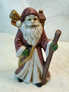 VTG Santa 5" Figurine | Walking Staff Porcelain Bag of Toys | Christmas Decor - Picture 1 of 10