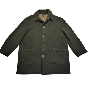 Brooks Brothers Cappotto Uomo XL Verde Oliva 100% Lana Made in England Cappotto Auto - Foto 1 di 7