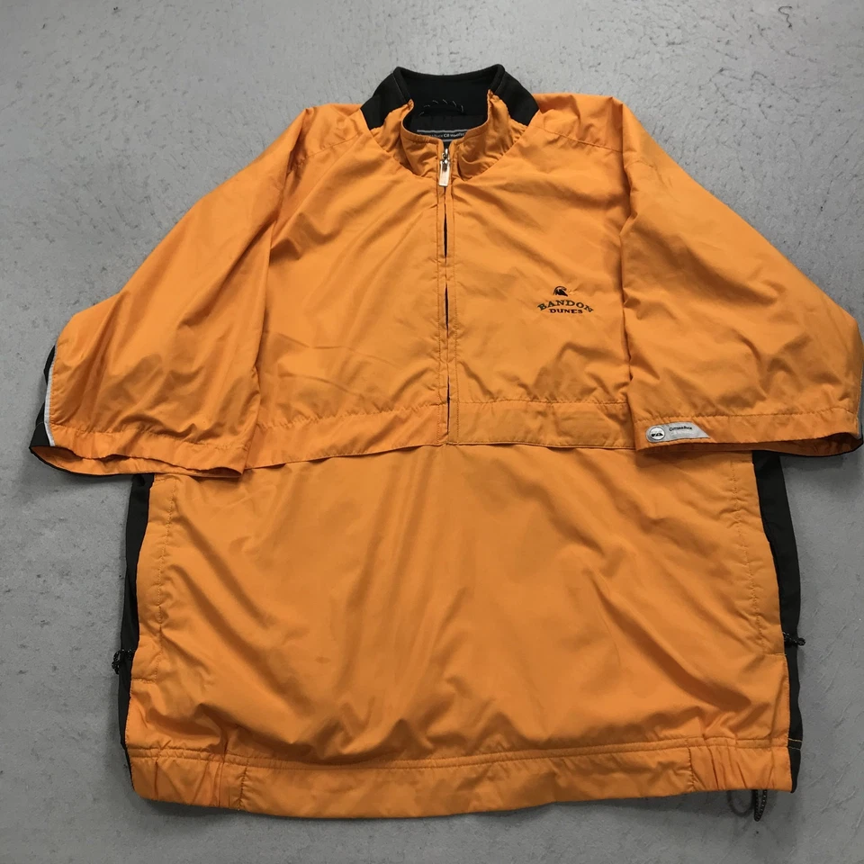Bandon Dunes Golf Jacket Mens XL Orange Yellow Cutter Buck Windbreaker 1/4 Zip - Image 1 of 4