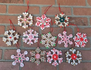 12 Pcs 4 Inch Assorted Christmas Snowflake Ornaments Colorful Polymer Clay - Picture 1 of 9