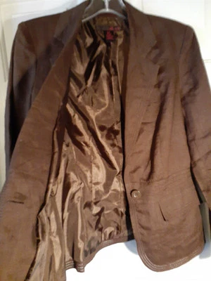 Willi Smith Women's Mocha Brown Career Work Blazer Sz 6 Linen Lined Tapered Mint - Image 1 of 4