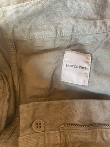Sage de cret Easy Pants Cotton 75% Linen 25% Beige Tapered Full-Length Japan - Picture 1 of 7