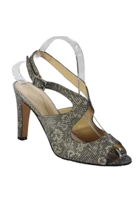 Kate Spade Damen-Absatzschuhe Schlangenledermuster offene Zehenpartie Knöchelriemen grau Größe 7 - Bild 1 von 5