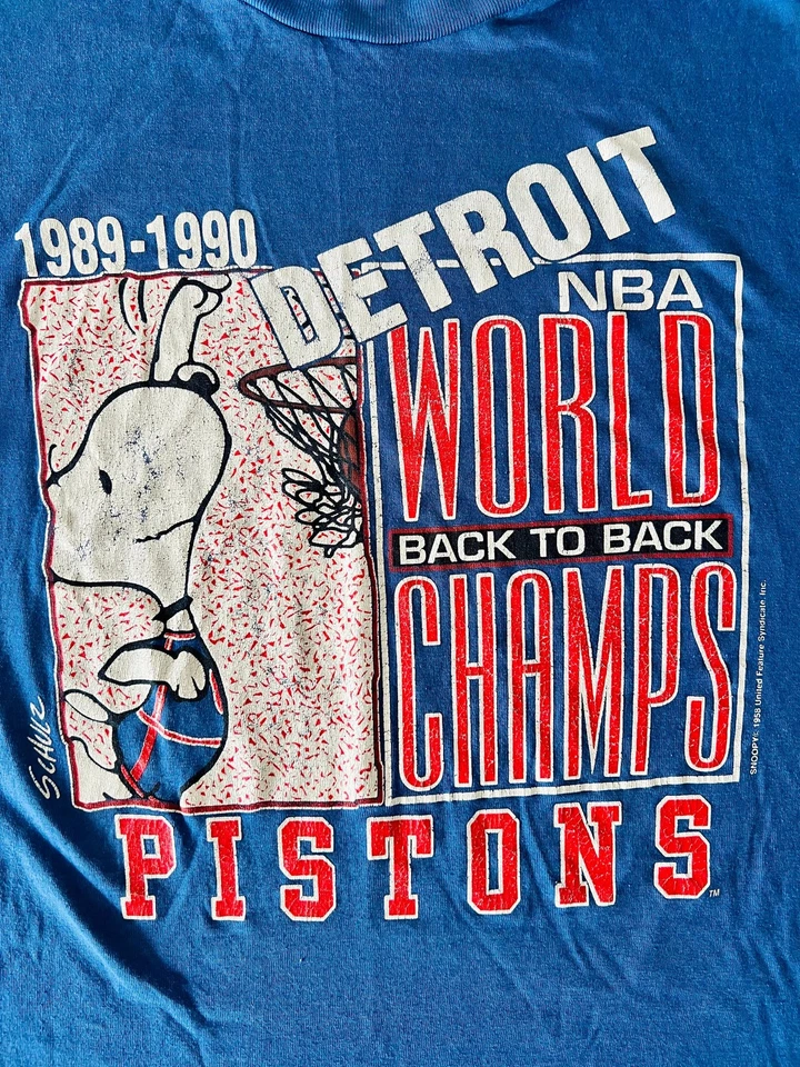 Detroit Pistons Cartoon Basketball Back To Back Blue Graphic T shirt HN4715 - Image 1 of 1