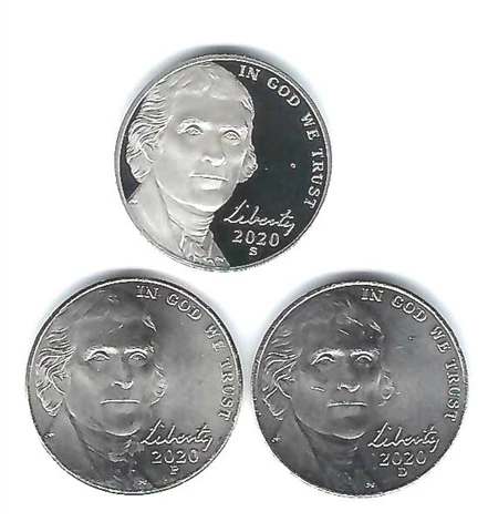 2020-S San Francisco Proof Jefferson Nickel with Philadelphia & Denver (3 Coins) Cover
