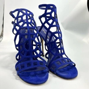 Sergio Rossi blaue Wildleder Leder Käfig Heels Gr. 11 - Bild 1 von 14