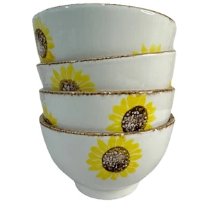Lote de 4 sopas/ensaladas rústicas de girasol de 4" cuencos hechos en Portugal granja cermánica - Imagen 1 de 21