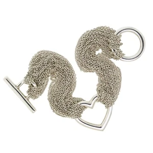 Tiffany & Co. Sterlingsilber Multi Strang Knebel offenes Herz Mesh Kette Armband - Bild 1 von 3
