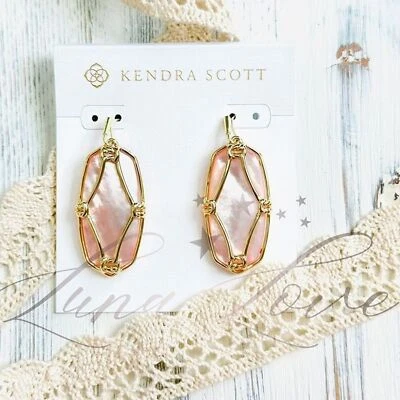Pendientes colgantes de oro KENDRA SCOTT Elle Lattice en rubor claro fregona nuevos con etiquetas Foto 1 de 4