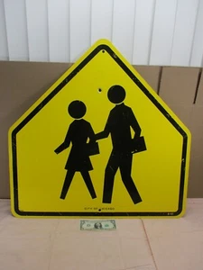 Vintage PEDESTRIAN CROSSING Yield Sign RETIRED 30" x 29.5" City of Chicago - Picture 1 of 8