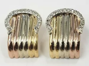 18 Kt Gold* TRICOLOR GOLD OHRRINGE mit Diamanten - Bild 1 von 12