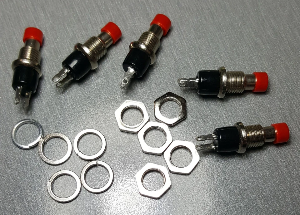 Pushbutton Switch PBS-110 1A 2 Pin RED SPST N.O. Mini Momentary Pack of 5 - image 1 of 1