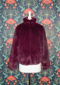 Abrigo Chaqueta Express Piel Sintética Vino Difuso Ciruela Púrpura Simulación Cuello Alto Nuevo con Etiquetas S - Imagen 1 de 5