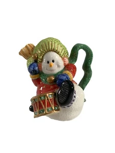 Fitz & Floyd Snowman Jamboree Pitcher Creamer 4.5" Tall Ceramic Christmas Drum - Picture 1 of 6