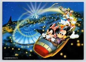 Tokyo Disneyland Space Mountain Mickey Minnie Friends Vintage unveröffentlichte Postkarte - Bild 1 von 2
