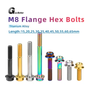 Titanium Bolt M8x1.25mm Hex Flange Head Screw 15,20,25,30,35,40,45,50,55,60,65mm - Picture 1 of 18