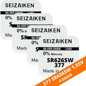 4 x SEIZAIKEN 377 SR626SW Batterie Knopfzelle SR66 SR626SW AG4 1,55V Seiko - Bild 1 von 2