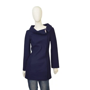 Abrigo Chaqueta Ajustada Thierry Mugler Azul Lana Botón a Presión Cierre Lateral Talla 38 - Imagen 1 de 8