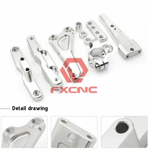 FXCNC For HONDA CB650F 2014-2017 FXCNC Steering Damper Bracket Kit Mount Silver - Picture 1 of 9