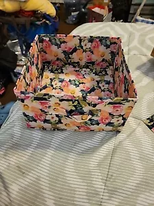 Set of 3 Foldable Floral Storage Folding Box Fabric Cube 9.5" x 9.5" x 5.5" - Picture 1 of 3