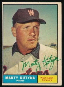1961 TOPPS AUTOGRAPH MARTY KUTYNA WASHINGTON SENATORS #546 AUTHENTIC GUARANTEE