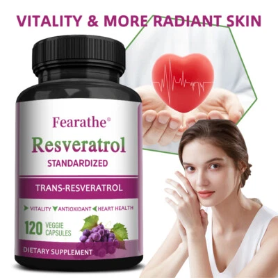 FEARATHE Resveratrol Máximo 1000 MG Almidón Antiedad Antioxidante Salud del Corazón
