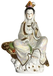 Große schöne opalisierende Keramik Quan Yin - 17 1/2" - 44,45 cm - Kwan Yin - Bild 1 von 5