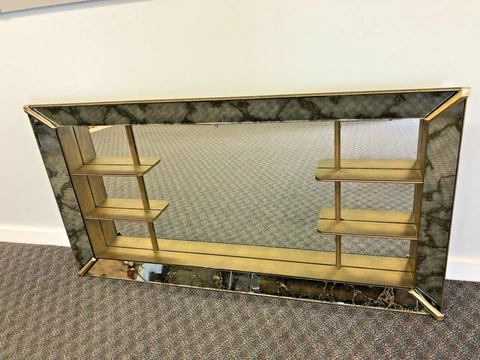 Vintage SHADOWBOX MIRROR gold mid century modern 50s Turner Wall Accessory art Cover