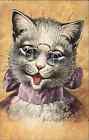 Arthur Thiele Kitty Cat Fantasy Eyeglasses Purple Bow C1910 Postcard