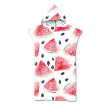 Adult Kids Beach Changing Robe Towel Poncho Hooded Pool Swim Fruit Watermelon