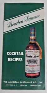 Bourbon supreme cocktail recipes American Distilling Co. 1960's? booklet - Foto 1 di 1