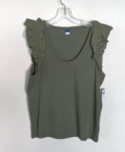 NWT OLD NAVY Ruffle Sleeveless Ribbed Tank, Sz XL, U Neck, Vacation, Beach, Fun - Picture 1 of 9