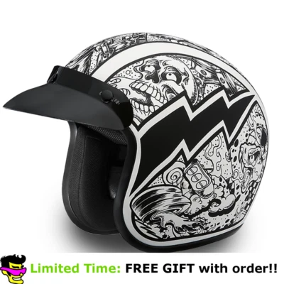 Casco de motocicleta Daytona Graffiti Lightning 3/4 cara abierta crucero (XS - 2XL) Foto 1 de 4