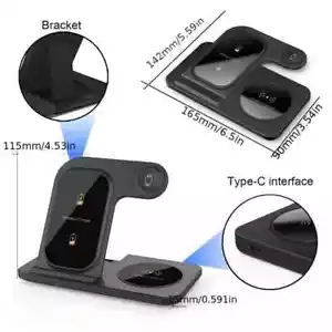 Wireless Charging Station for Multiple Devices Foldable 3 in 1 Fast Charger - Picture 1 of 14