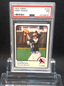 1973 Topps #100 HANK AARON - HOFer - Braves - PSA 7 - NM - 43148037 - ๐ฅโพ๐ฅ - Picture 1 of 4
