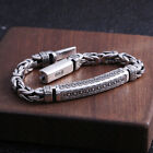 Pure S925 Sterling Silver Chain 6mm Long Tube Byzantine Link Bracelet 