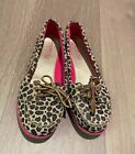 Sperry Top Sider Girls Pink Leopard With Leather Size 4.5M Gently Used