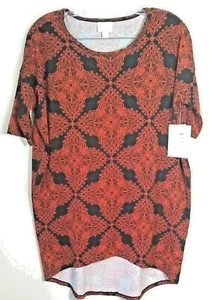 Túnica LulaRoe Irma roja negra diamante estampado abstracto dobladillo alto bajo para mujer talla XXS - Imagen 1 de 5
