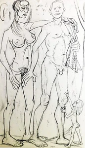 Franziskus Dellgruen signiert Bild Gemälde Kunst Art Akt Zeichnung 89x52 cm - Bild 1 von 1
