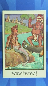 Saucy Comic Postkarte 1930er Jahre Meerjungfrau Boobs Native American WOW! WOW! - Bild 1 von 2