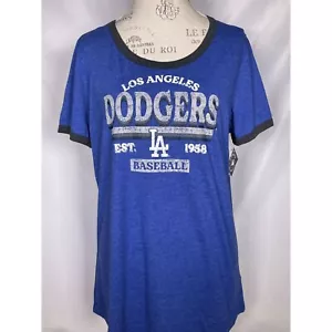 Los Angeles Dodgers MLB Est. 1958 Blue Campus Lifestyle T-Shirt Women's XL NWT - Picture 1 of 10