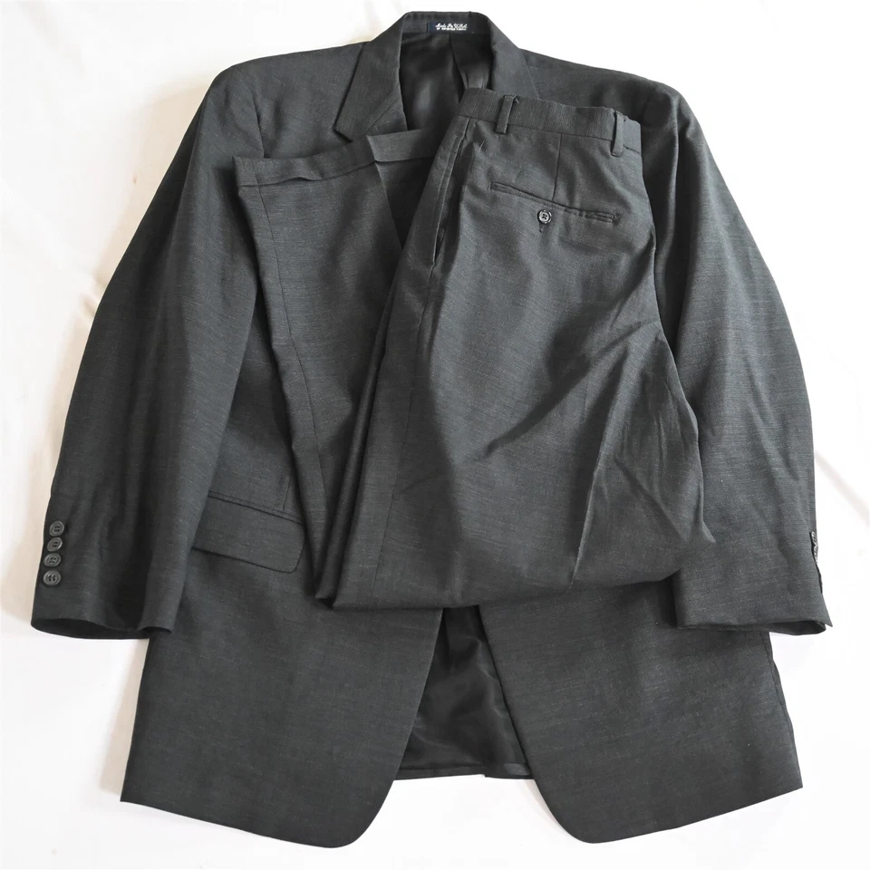 Austin Reed USA Made 42R 31x30 Slim Gray Check 100% Lana Chaqueta Pantalones Traje Foto 1 de 4