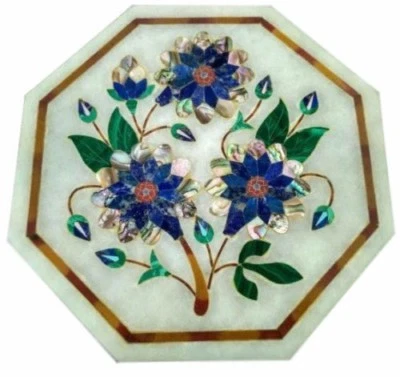 Tavolino in marmo 12" inserto mosaico arredamento arte casa - Immagine 1 di 3