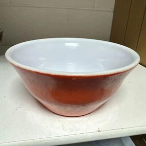 VTG McKee Red Bell Shaped Mixing Bowl Milk Glass 9” Beautiful Well Worn - Picture 1 of 9