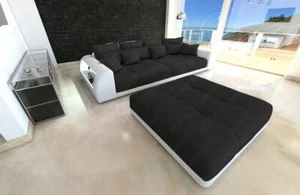 Big Sofa Miami Polster Couch Mega Sofa LED Beleuchtung optional Hocker schwarz - Bild 1 von 6